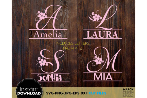 Download Alphabet Split Monogram Bundle Letters with Flowers - Letter Collection