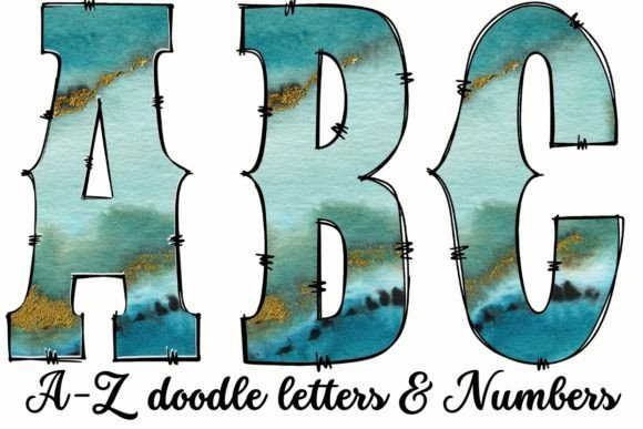 Download TURQUOISE and GOLD WESTERN DOODLE LETTER - Letter Collection
