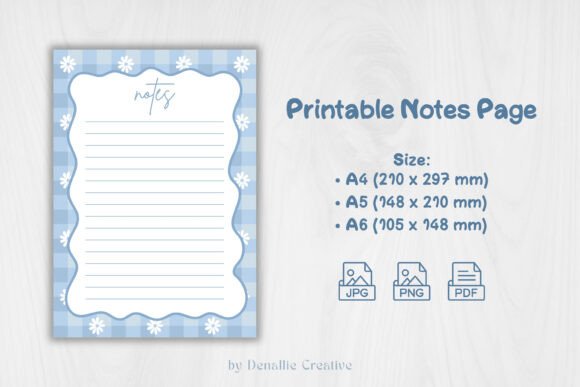 Download Daisy Gingham Notes Pages - Notes Collection