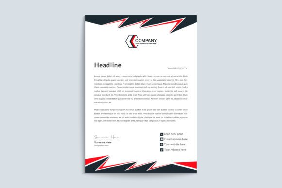 Download Letterhead Template Design with Red - Letter Collection