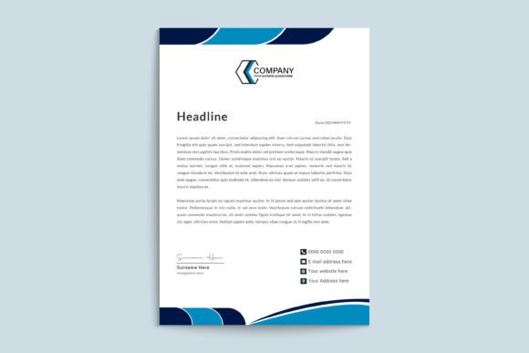 Download Letterhead Template Design with Blue - Letter Collection